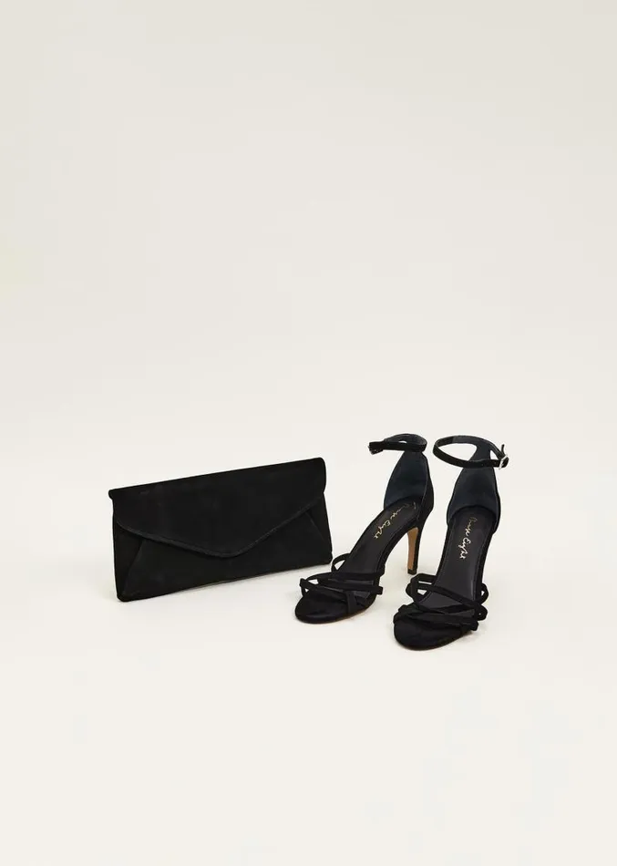 Wendie Suede Envelope Clutch Bag Black Women Phase Eight Bags and Clutches