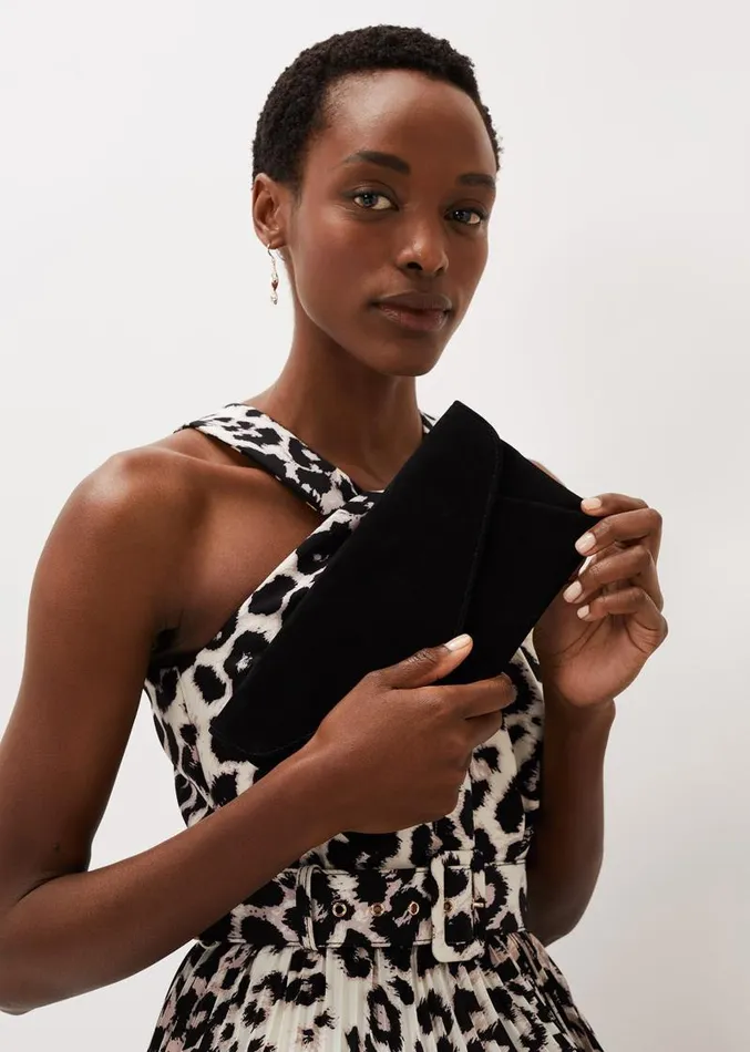 Wendie Suede Envelope Clutch Bag Black Women Phase Eight Bags and Clutches