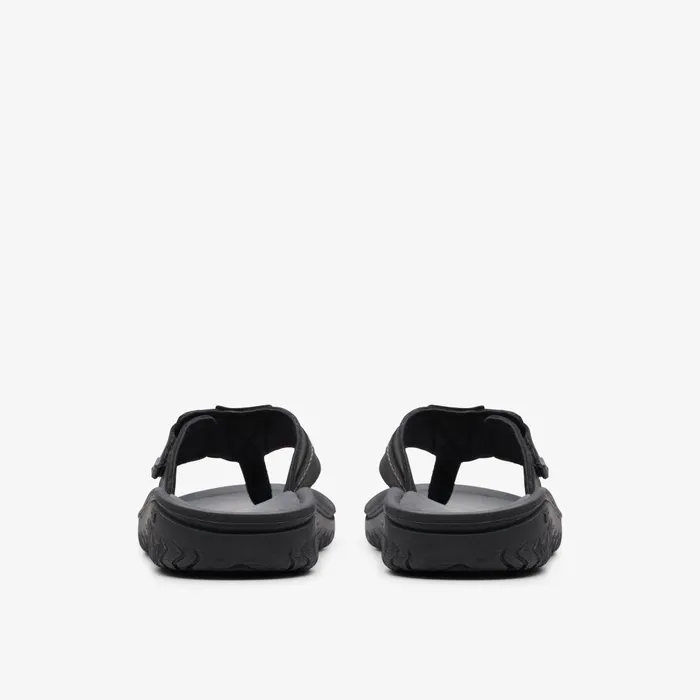 WESLEY SUN Black Leather Men Clarks Sandals and Flip Flops