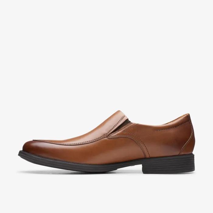 Whiddon Step Dark Tan Leather Men Clarks Dress Shoes