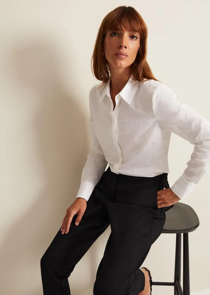 White Cotton Fitted Shirt White Women Phase Eight Shirts and Blouses