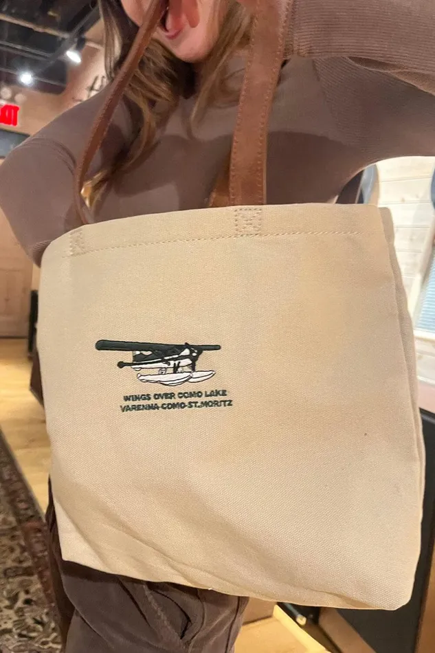 Wings Over Como Lake Tote Bag Tan Women Brandy Melville Tote Bags