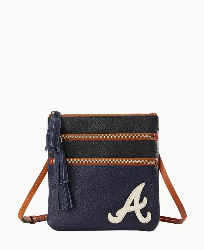Woman MLB Braves Triple Zip Crossbody Braves Dooney and Bourke Crossbodies