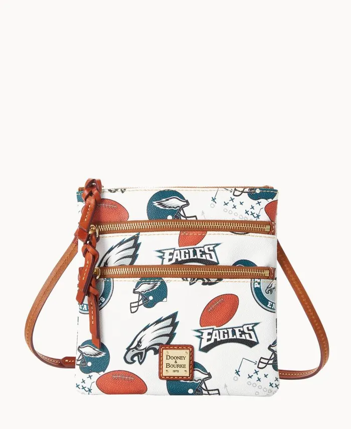 Woman NFL Eagles N S Triple Zip Crossbody Eagles Dooney and Bourke Crossbodies