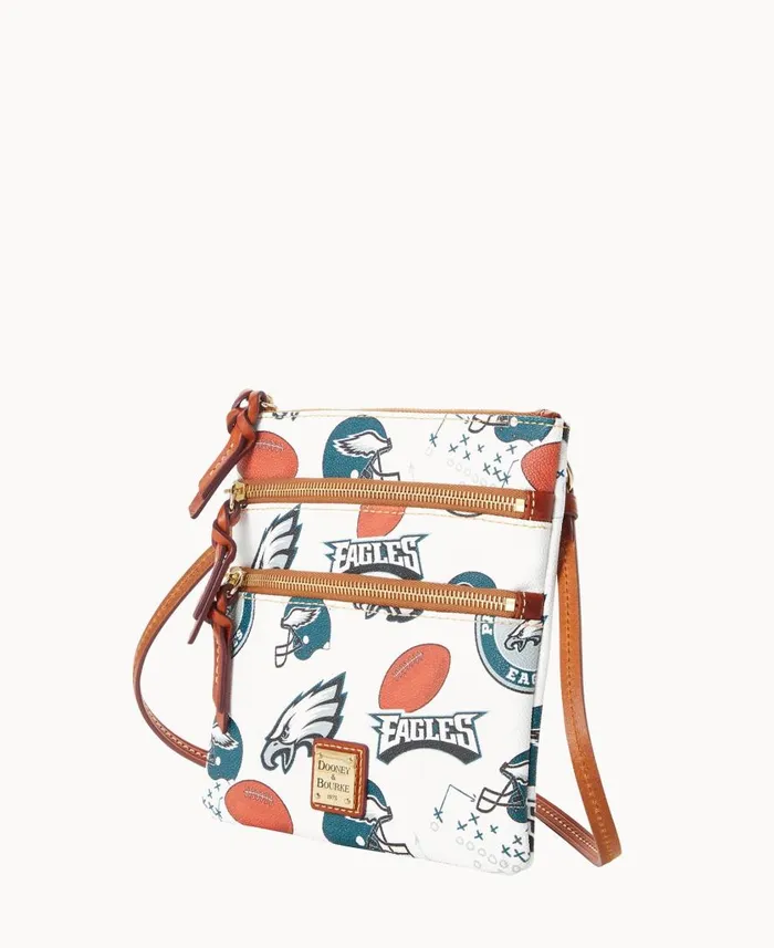 Woman NFL Eagles N S Triple Zip Crossbody Eagles Dooney and Bourke Crossbodies Woman NFL Eagles N S Triple Zip Crossbody Eagles Dooney and Bourke Crossbodies