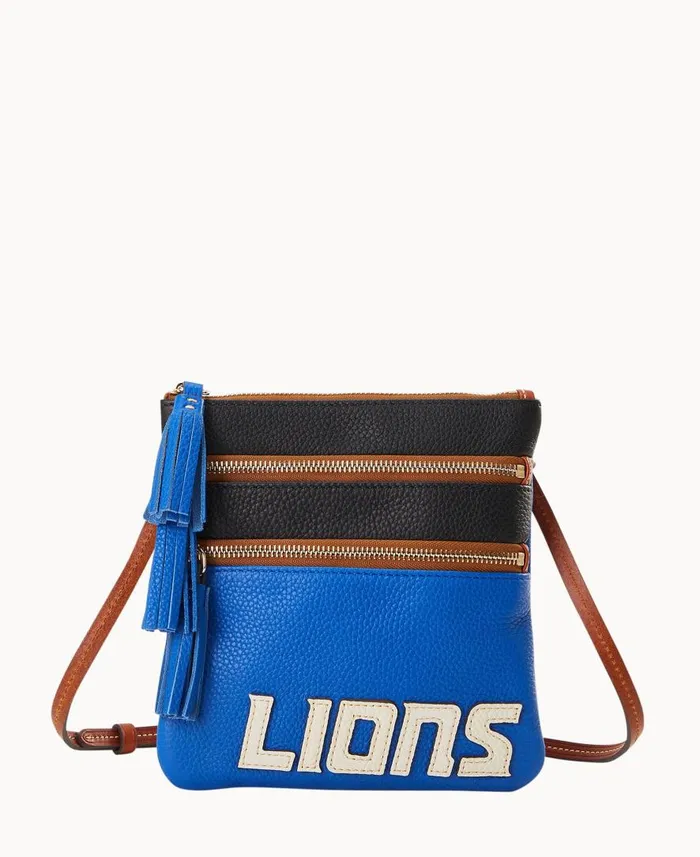 Woman NFL Lions Triple Zip Crossbody Lions Dooney and Bourke Crossbodies