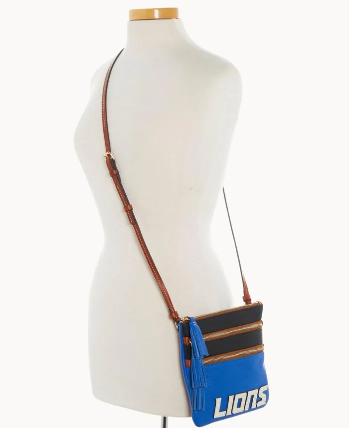 Woman NFL Lions Triple Zip Crossbody Lions Dooney and Bourke Crossbodies Woman NFL Lions Triple Zip Crossbody Lions Dooney and Bourke Crossbodies