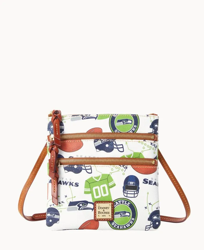 Woman NFL Seahawks N S Triple Zip Crossbody Seahawks Dooney and Bourke Crossbodies