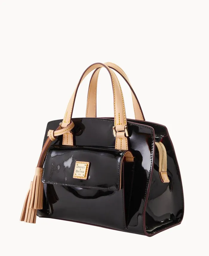 Woman Patent Small Satchel Black Dooney and Bourke Satchels Woman Patent Small Satchel Black Dooney and Bourke Satchels