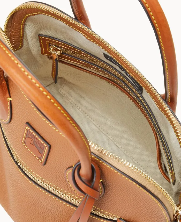 Woman Pebble Grain Domed Satchel Caramel Dooney and Bourke Satchels Woman Pebble Grain Domed Satchel Caramel Dooney and Bourke Satchels