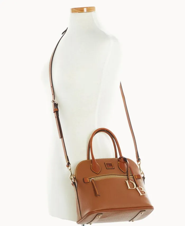 Woman Pebble Grain Domed Satchel Caramel Dooney and Bourke Satchels Woman Pebble Grain Domed Satchel Caramel Dooney and Bourke Satchels