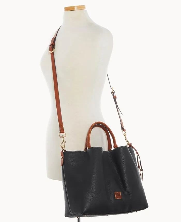 Woman Pebble Grain Large Barlow Black Dooney and Bourke Satchels Woman Pebble Grain Large Barlow Black Dooney and Bourke Satchels