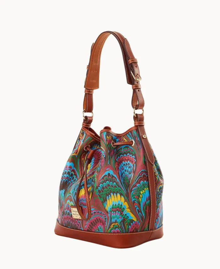 Woman Plumes Drawstring Brown Dooney and Bourke Shoulder Bags Woman Plumes Drawstring Brown Dooney and Bourke Shoulder Bags