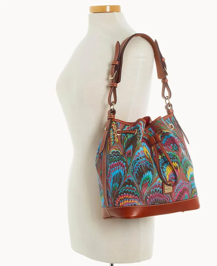 Woman Plumes Drawstring Brown Dooney and Bourke Shoulder Bags Woman Plumes Drawstring Brown Dooney and Bourke Shoulder Bags
