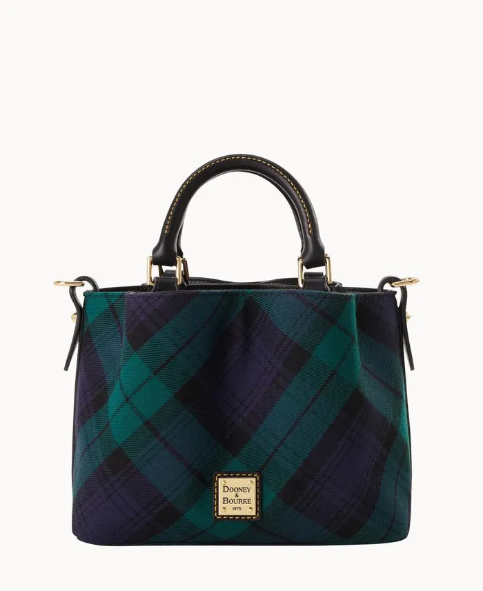 Woman Tartan Mini Barlow Navy Dooney and Bourke Satchels