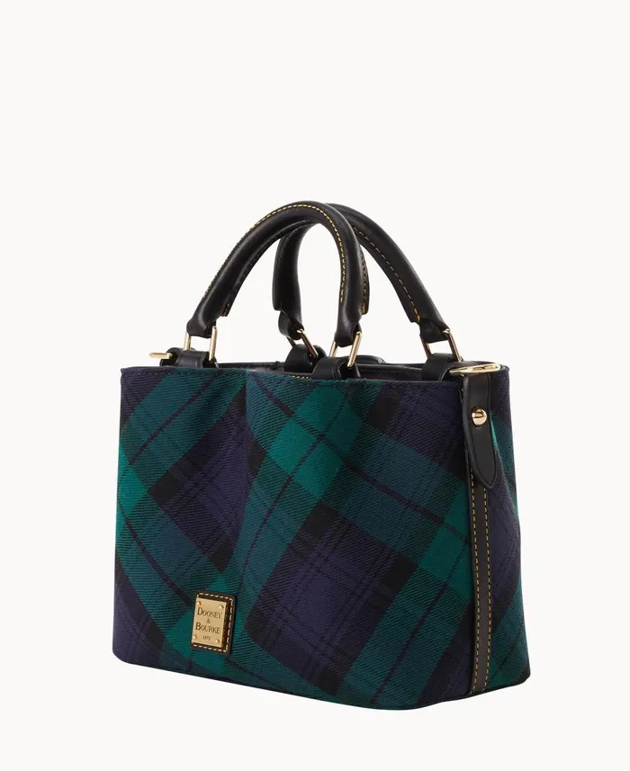 Woman Tartan Mini Barlow Navy Dooney and Bourke Satchels Woman Tartan Mini Barlow Navy Dooney and Bourke Satchels
