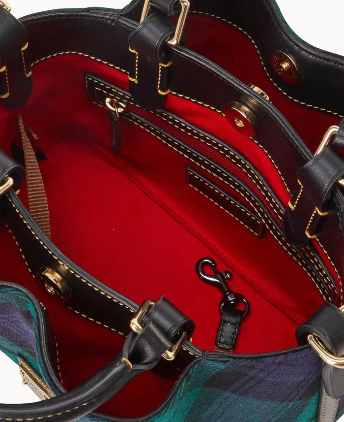 Woman Tartan Mini Barlow Navy Dooney and Bourke Satchels Woman Tartan Mini Barlow Navy Dooney and Bourke Satchels