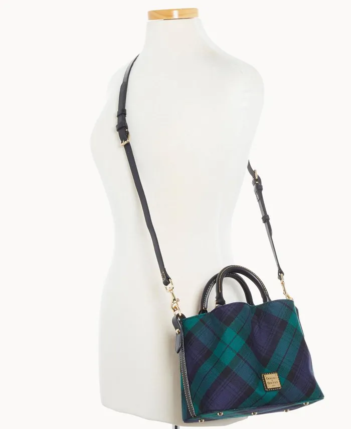 Woman Tartan Mini Barlow Navy Dooney and Bourke Satchels Woman Tartan Mini Barlow Navy Dooney and Bourke Satchels