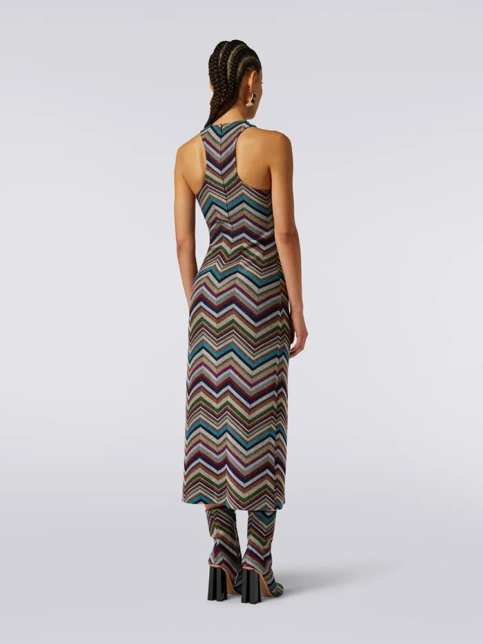 Women American Neckline Dress In Zigzag Lam Wool Blend Multicoloured Missoni Dresses Women American Neckline Dress In Zigzag Lam Wool Blend Multicoloured Missoni Dresses