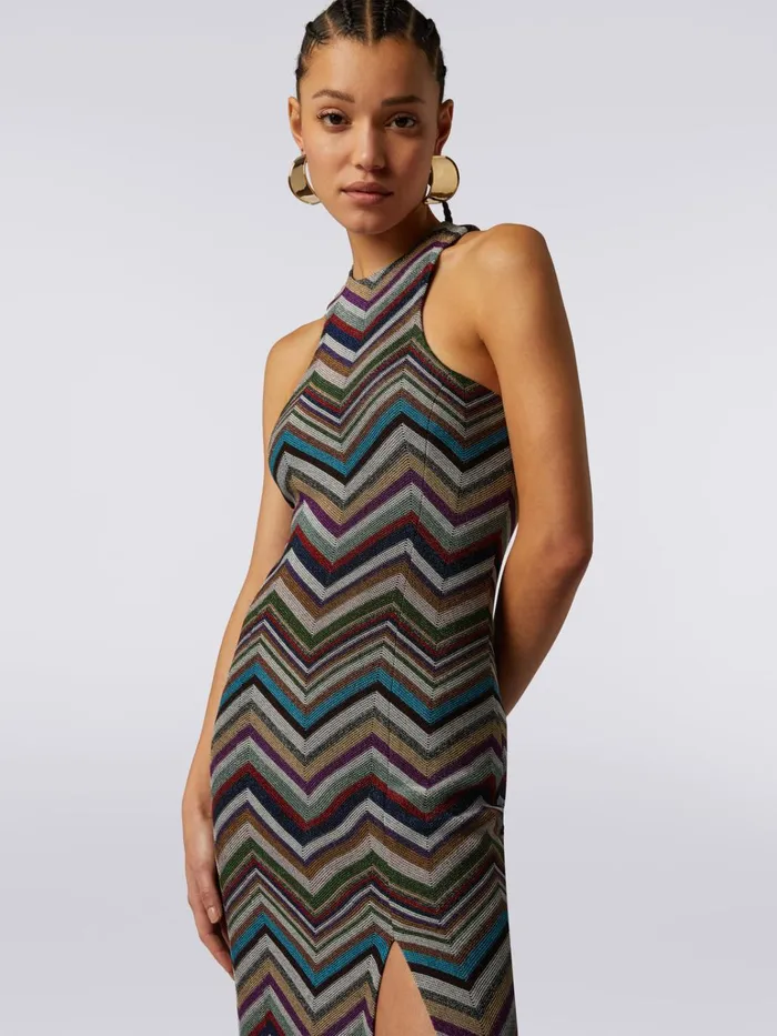 Women American Neckline Dress In Zigzag Lam Wool Blend Multicoloured Missoni Dresses Women American Neckline Dress In Zigzag Lam Wool Blend Multicoloured Missoni Dresses