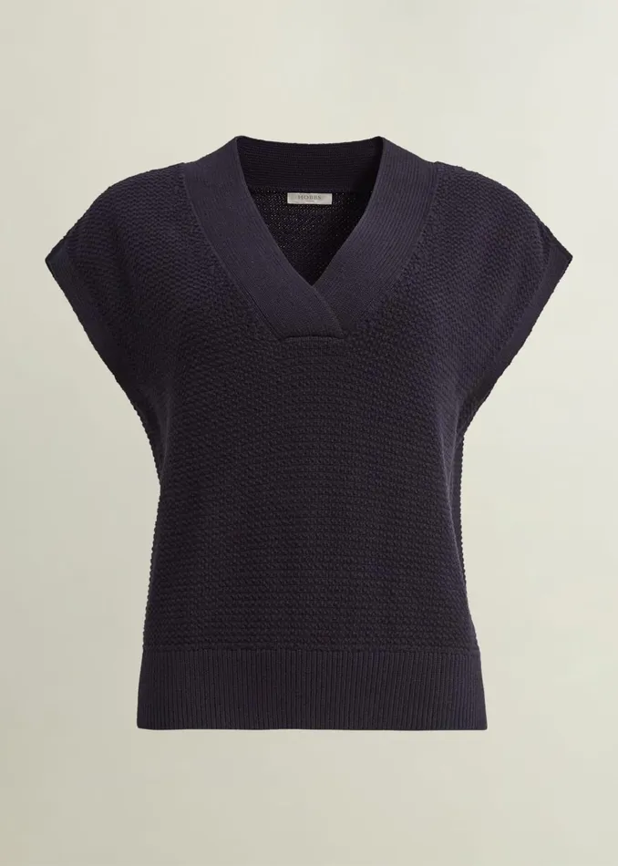 Women Ariel Cotton Knitted Top Hobbs Navy Hobbs Tops
