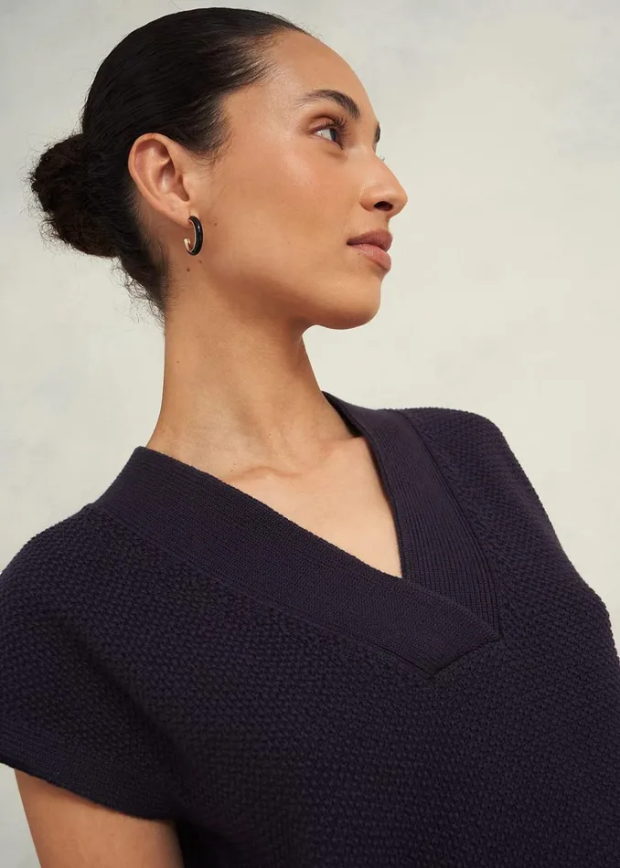 Women Ariel Cotton Knitted Top Hobbs Navy Hobbs Tops