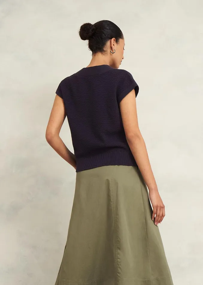 Women Ariel Cotton Knitted Top Hobbs Navy Hobbs Tops