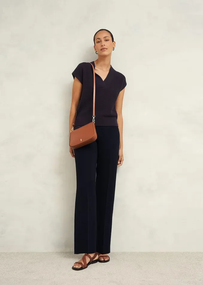 Women Ariel Cotton Knitted Top Hobbs Navy Hobbs Tops