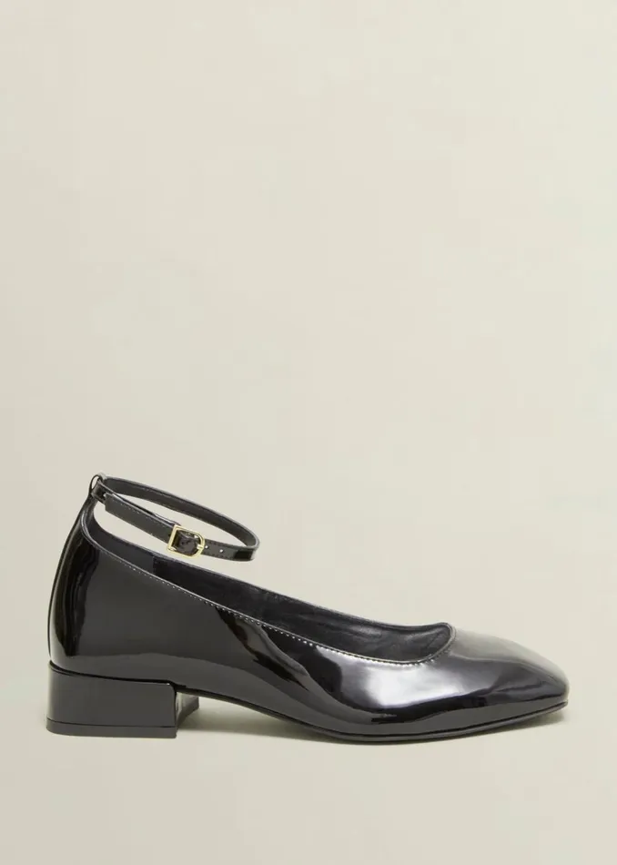 Women Athena Patent Heeled Shoes Black Hobbs Flats