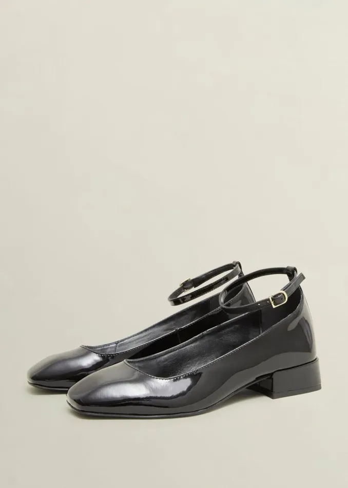 Women Athena Patent Heeled Shoes Black Hobbs Flats