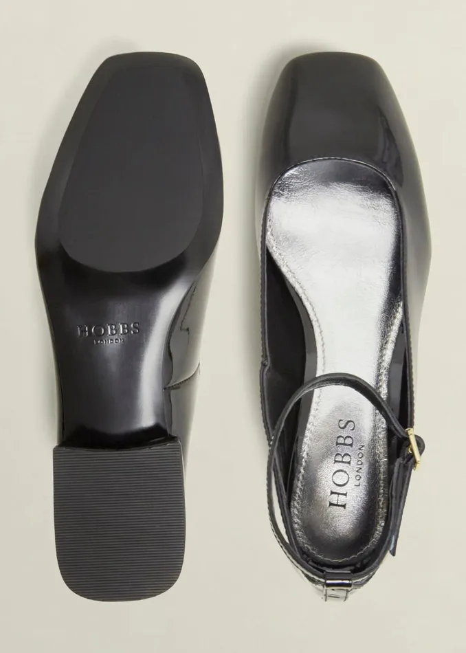 Women Athena Patent Heeled Shoes Black Hobbs Flats