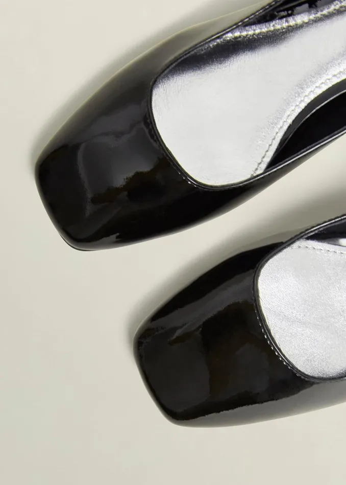 Women Athena Patent Heeled Shoes Black Hobbs Flats