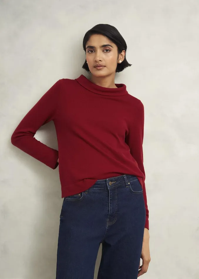 Women Audrey Wool Cashmere Jumper Pomegranate Hobbs Jumpers and Cardigans