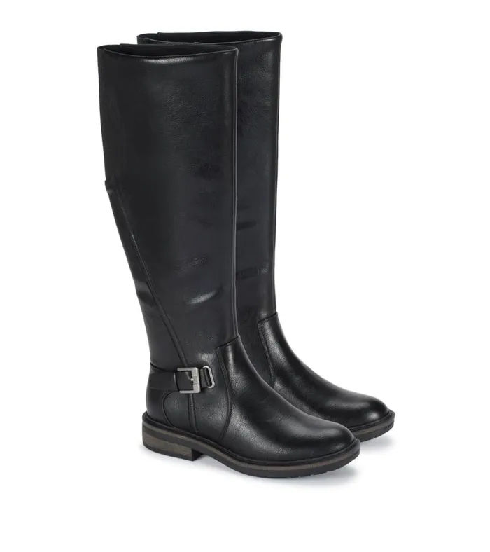 Women Autumn Wide Calf Riding Boot Black Baretraps Knee High Boots