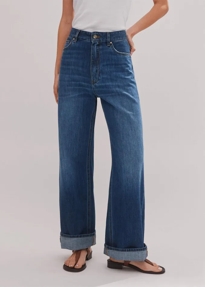Women Baggy Low Rise Jean Authentic Mid Wash MEEM