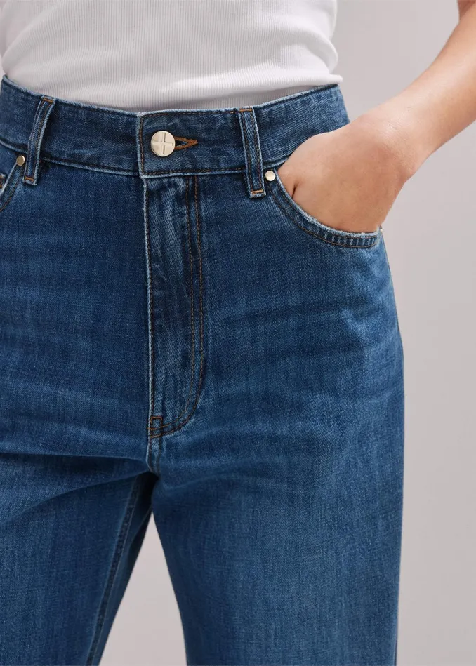 Women Baggy Low Rise Jean Authentic Mid Wash MEEM