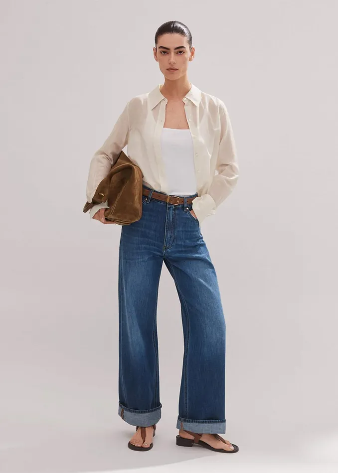 Women Baggy Low Rise Jean Authentic Mid Wash MEEM