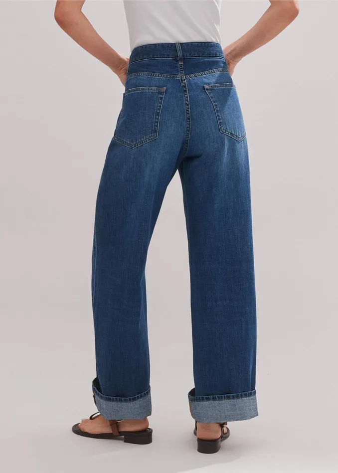 Women Baggy Low Rise Jean Authentic Mid Wash MEEM