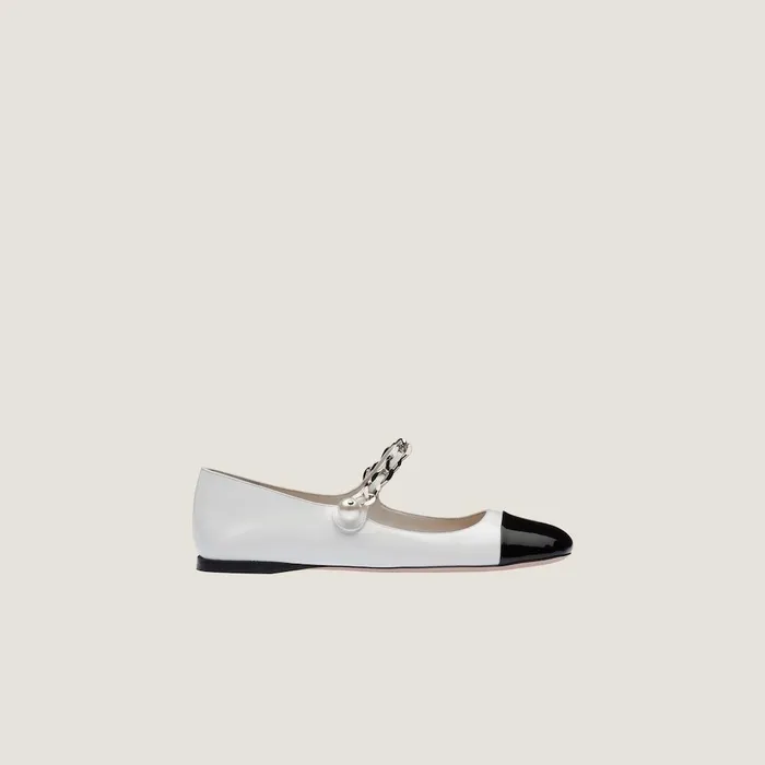 Women Ballerinas Miu Miu Patent Leather Ballerinas Whiteblack