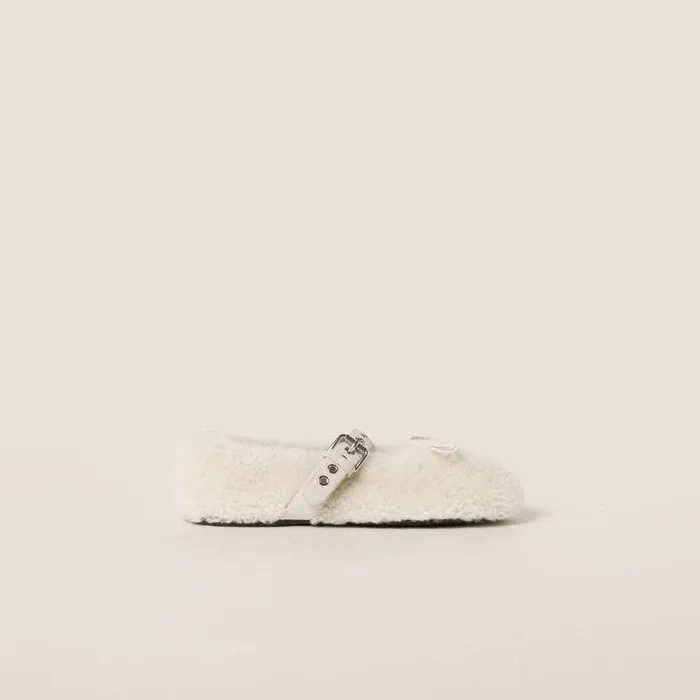 Women Ballerinas Miu Miu Shearling Ballerinas Natural Women Ballerinas Miu Miu Shearling Ballerinas Natural