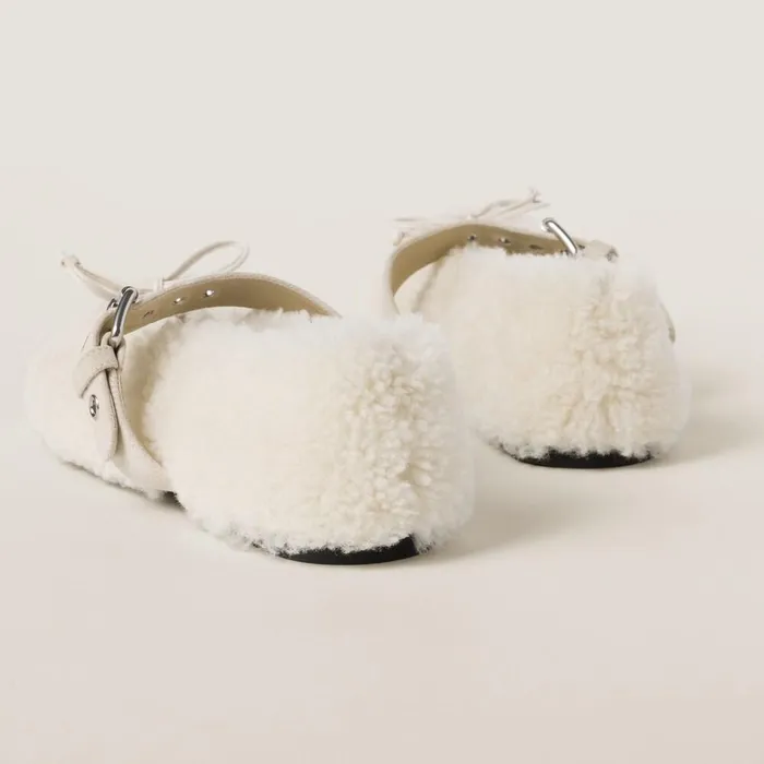 Women Ballerinas Miu Miu Shearling Ballerinas Natural Women Ballerinas Miu Miu Shearling Ballerinas Natural