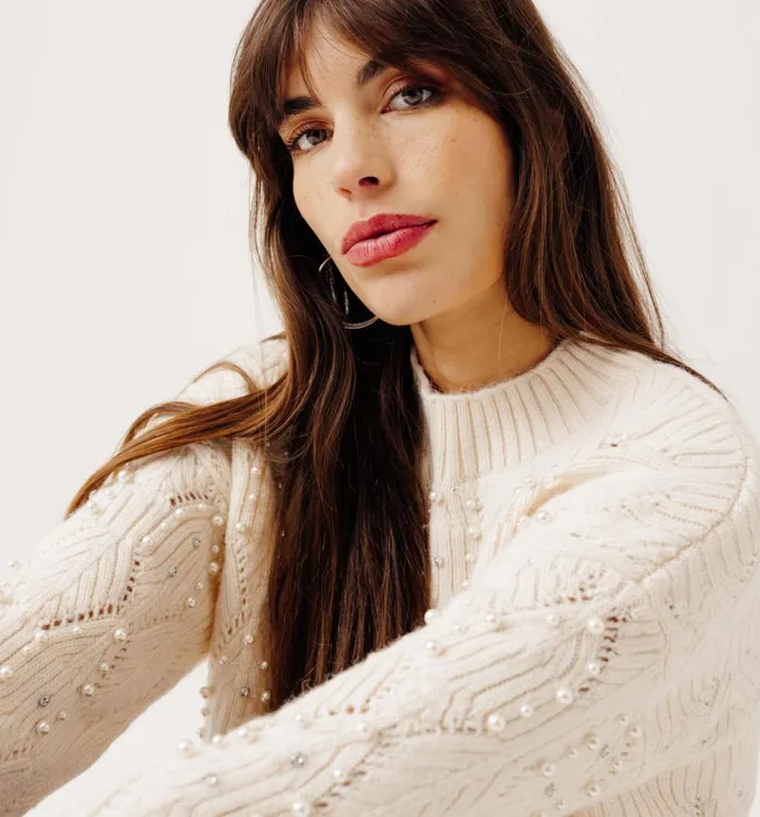 Women Beaded Cable Knit Jumper 8211 Ecru Promod Jumpers And Cardigans Women Beaded Cable Knit Jumper 8211 Ecru Promod Jumpers And Cardigans