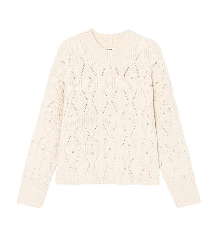 Women Beaded Cable Knit Jumper 8211 Ecru Promod Jumpers And Cardigans Women Beaded Cable Knit Jumper 8211 Ecru Promod Jumpers And Cardigans