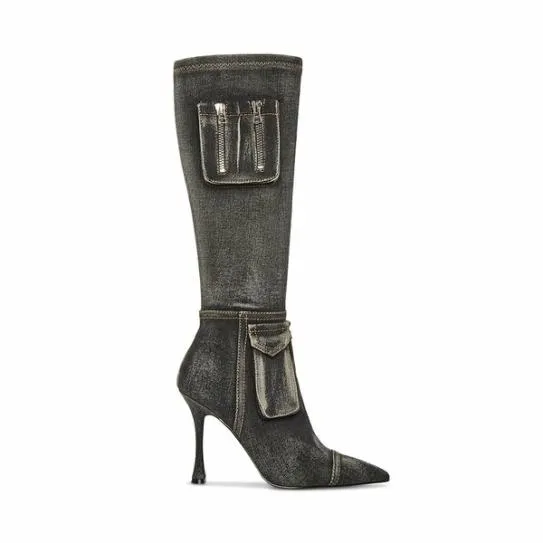 Women BECKHAM BLACK DENIM Black Denim Steve Madden Boots and Booties