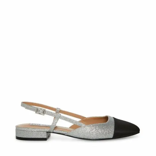 Women BELINDA SILVER GLITTER Silver Glitter Steve Madden Loafers and Flats