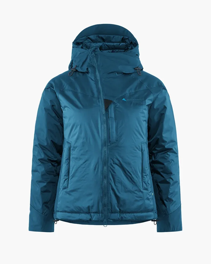 Women Bifrost Hooded Down Jacket Monkshood Blue Klttermusen Waterproof Jackets