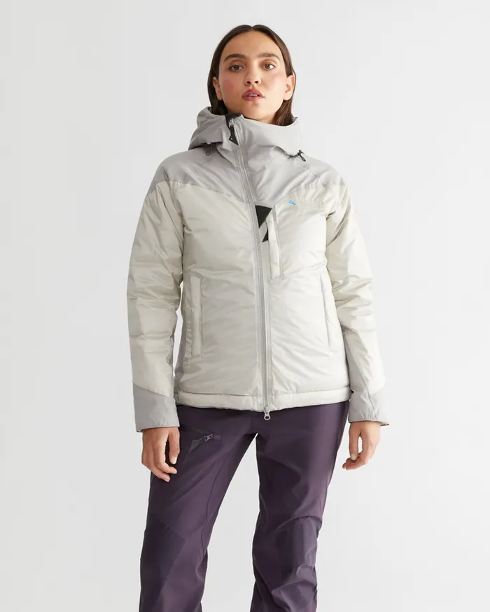 Women Bifrost Hooded Down Jacket Monkshood Blue Klttermusen Waterproof Jackets
