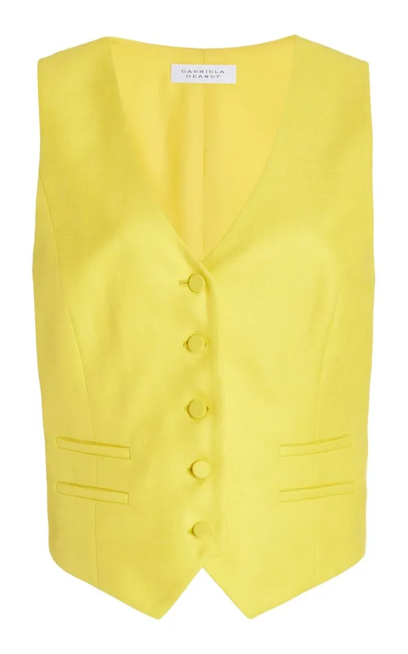 Women Blazers and Vests Gabriela Hearst Coleridge Vest In Cadmium Yellow Virgin Wool And Silk Linen Twill Women Blazers and Vests Gabriela Hearst Coleridge Vest In Cadmium Yellow Virgin Wool And Silk Linen Twill