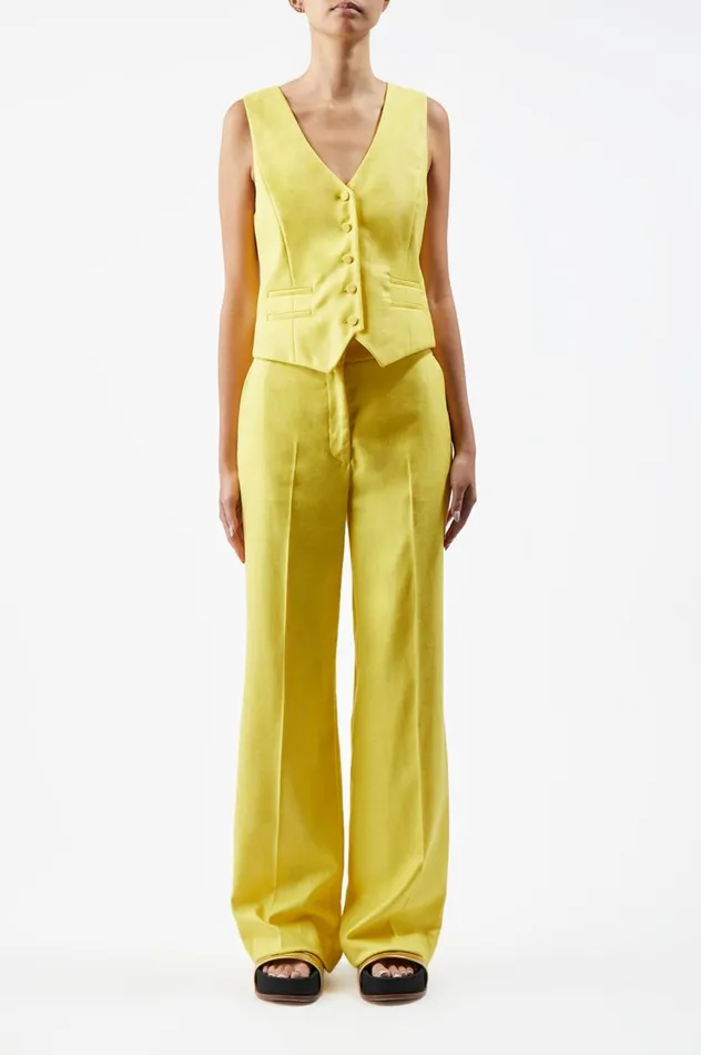 Women Blazers and Vests Gabriela Hearst Coleridge Vest In Cadmium Yellow Virgin Wool And Silk Linen Twill