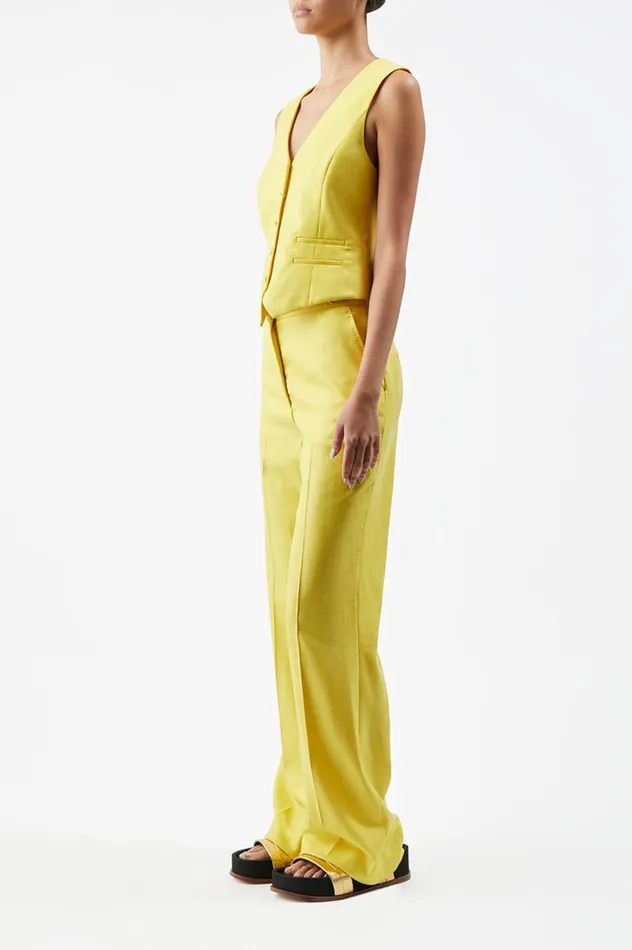 Women Blazers and Vests Gabriela Hearst Coleridge Vest In Cadmium Yellow Virgin Wool And Silk Linen Twill
